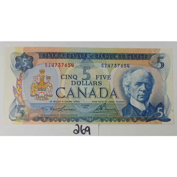 1972 CDN UNCIRCULATED $5 BANKNOTE
