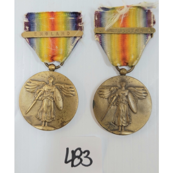 LOT OF 2 - WWI U.S. VICTORY MEDALS W/ BARS