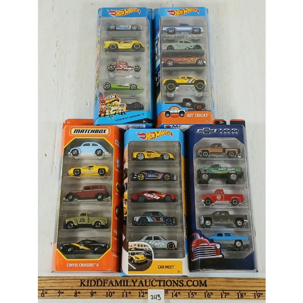 LOT OF 5 - HOTWHEELS & MATCHBOX - CAR MEET, HW 50 TRACK STARS & VOLKSWAGEN, ETC