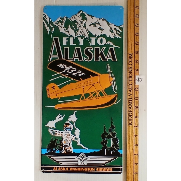 "FLY TO ALASKA" ALASKA WASHINGTON AIRWAYS - SST SIGN