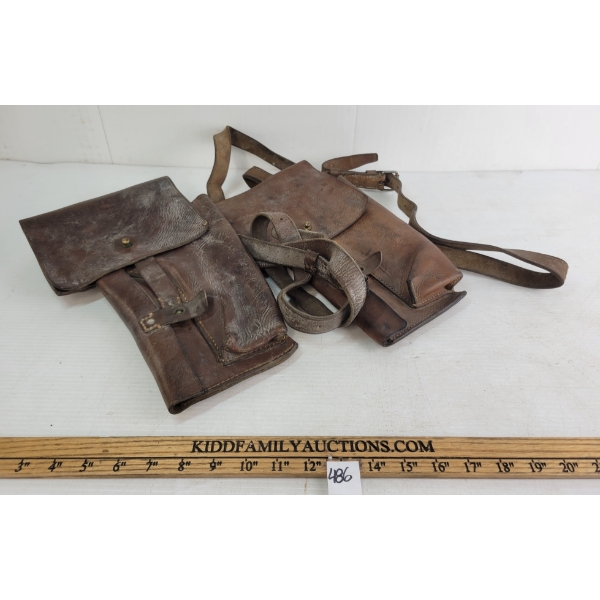 LOT OF 2 - WWII GERMAN LEATHER SHOULDER HOLSTERS