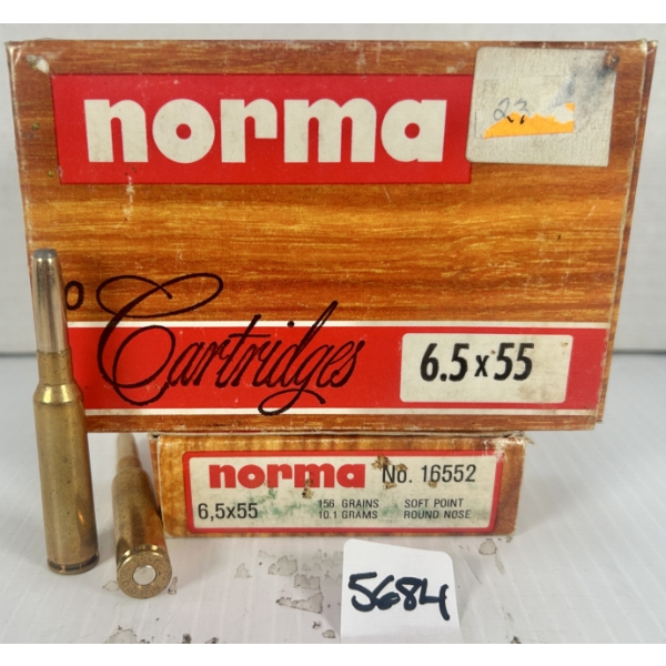 AMMO: 36X NORMA 6.5X55 MM SWEDE - 156 GR SP