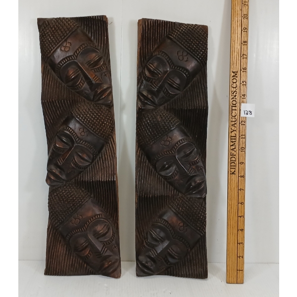 LOT OF 2 - AFRICAN CARVED WALL ART