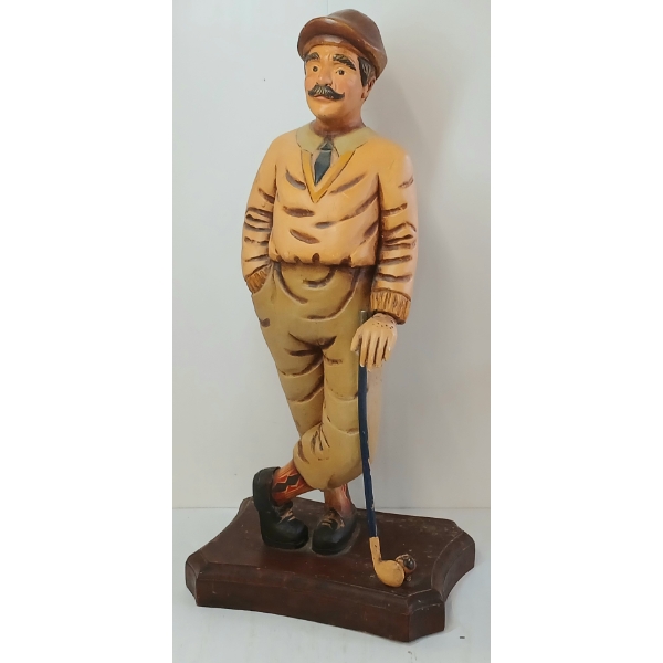 GENTLEMAN GOLFER CARVED STATUE