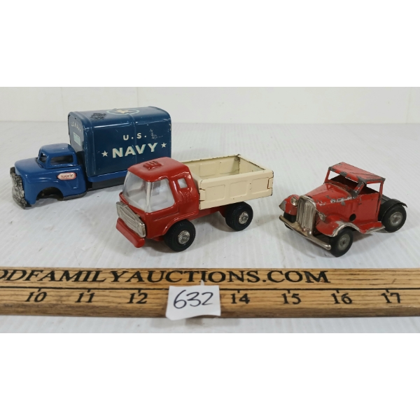 LOT OF 3 - MISC TIN & DIECAST TRUCKS - INCL TRI-ANG