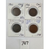 Image 1 : LOT OF 4 - 1901, 1902, 1904 & 1905 CDN LARGE PENNIES