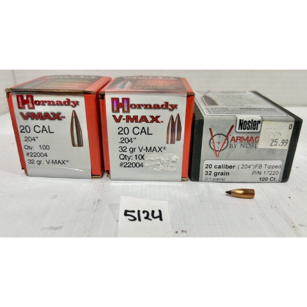 BULLETS: APPROX 275X .20 CAL 32 GR POLY TIP