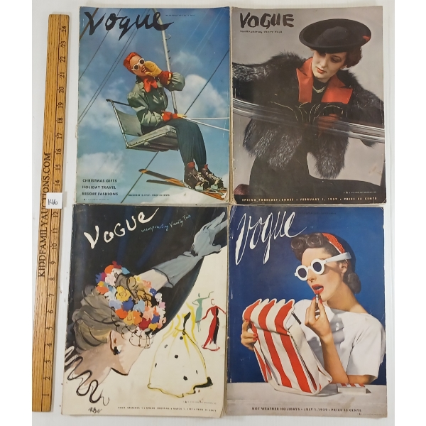 LOT OF 4 - VOGUE MAGAZINES - INCL 1937 & 1939