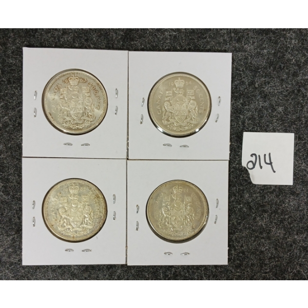 LOT OF 4 - 1961-1964 CDN SILVER 50 CENT PCS