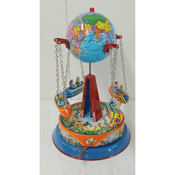 JOSEF WAGNER TIN LITHO WIND UP GLOBE CAROUSEL