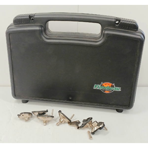 LOT OF 4 - FLAMBEAU HANDGUN CASE & TRIGGER LOCKS W/ KEY