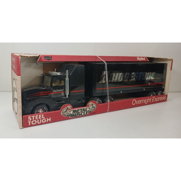 NYLINT OVERNIGHT EXPRESS PRESSED STEEL SEMI TRUCK TRAILER - BRIDGESTONE TCOT
