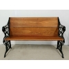 Image 2 : GARDEN BENCH W/ ORNATE SCROLLWORK WROUGHT IRON ENDS 