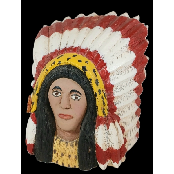 FOLK ART CHIEF BY ELI WHITEWAY (1914-1987) - WOOD