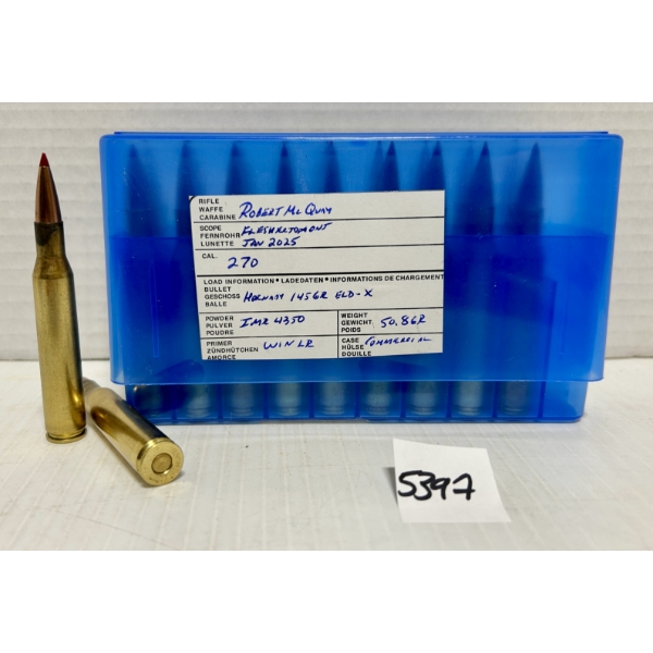 AMMO: 20X .270 WIN 145GR. - RELOADS