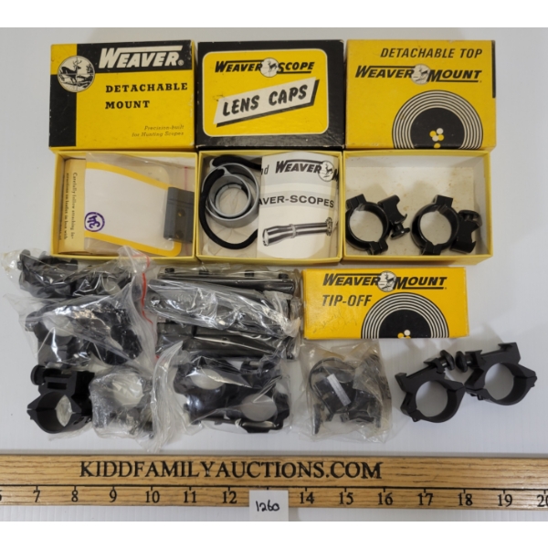 JOB LOT - PAIRS OF SCOPE RINGS & MOUNTS - INCL WEAVER 1IN TOP MOUNT, ETC