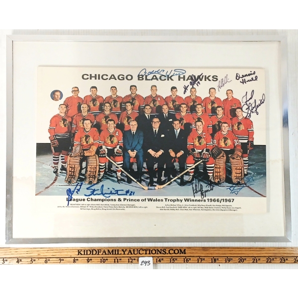 1966-1967 CHICAGO BLACK HAWKS LEAGUE CHAMPIONS & PRINCE OF WALES TROPHY WINNERS - FRAMED