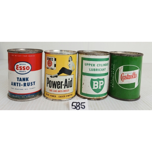 LOT OF 4 - POWER-AID, CASTROLLO, BP LUBRICANT & ESSO TANK ANTI-RUST 4OZ CANS