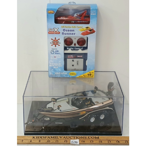 LOT OF 2 - R/C NKOK RACING OCEAN RUNNER & DALE EARNHARDT DIECAST BOAT & TRAILER