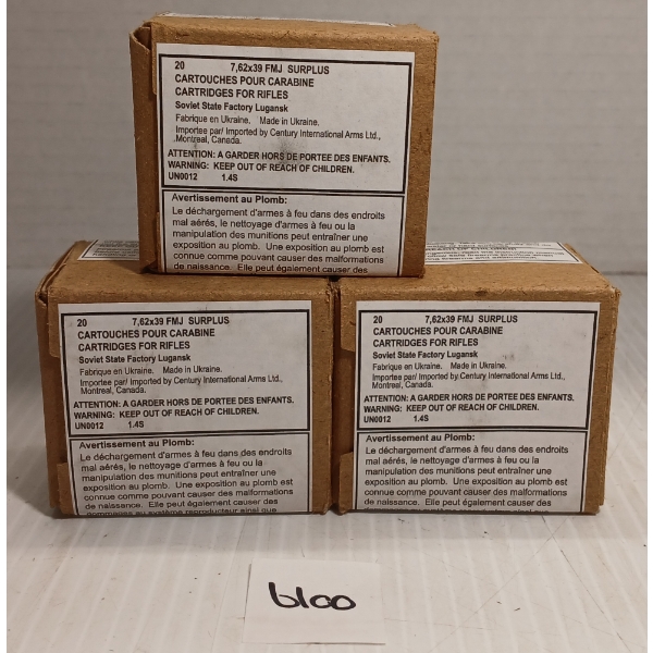 AMMO: 60X SOVIET STATE FACTORY 7.62X39 FMJ