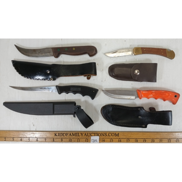 LOT OF 4 - HUNTING KNIVES - INCL REMINGTON