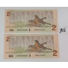 Image 2 : LOT OF 2 - 1986 CDN $2 SEQUENTIAL BANKNOTES - UNCIRCULATED