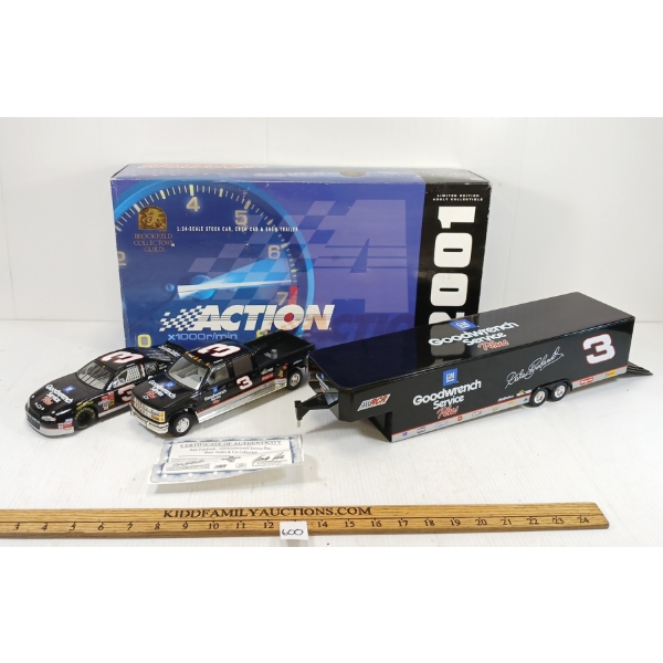 2001 ACTION GOODWRENCH STOCK CAR, CREW CAB & SHOW TRAILER SET