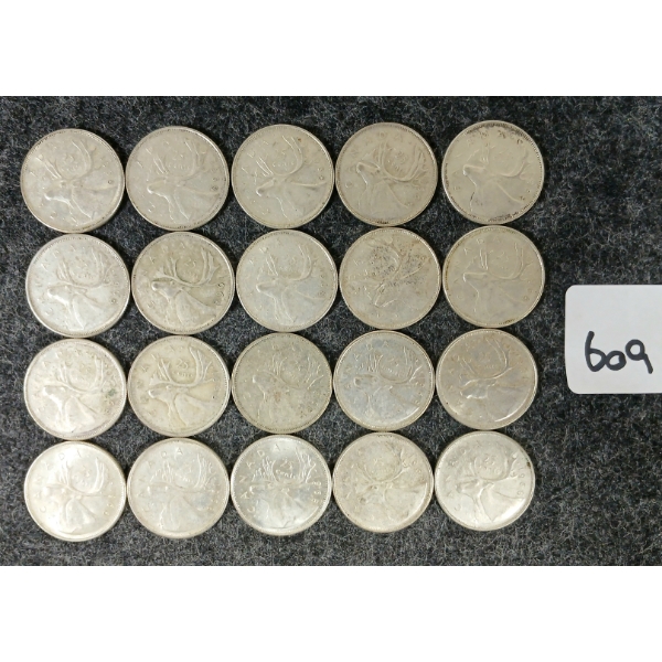 LOT OF 20 - 1968 CDN 25 CENT COINS