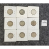 Image 2 : LOT OF 9 - 1904 - 1919 CDN 25 CENT PCS 