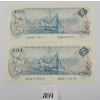 Image 2 : LOT OF 2 - 1979 CDN $5 BANKNOTES - SEQUENTIAL