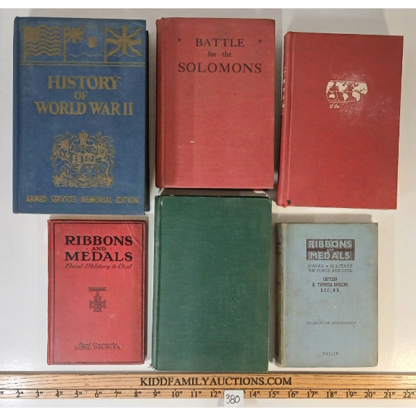 LOT OF 6 - "RIBBONS & MEDALS", "HISTORY OF WWII", "BATTLE OF THE SOLOMONS", "THE BLACK WATCH", ETC