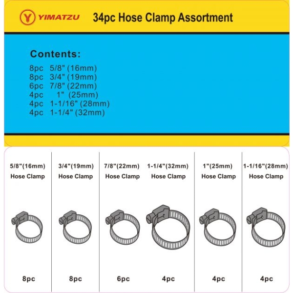 LOT OF 2 - YIMATZU 34PC HOSE CLAMP ASSORTMENT SETS
