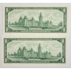 Image 2 : LOT OF 2 - 1967 CDN $1 BANKNOTES - SEQUENTIAL & UNCIRCULATED