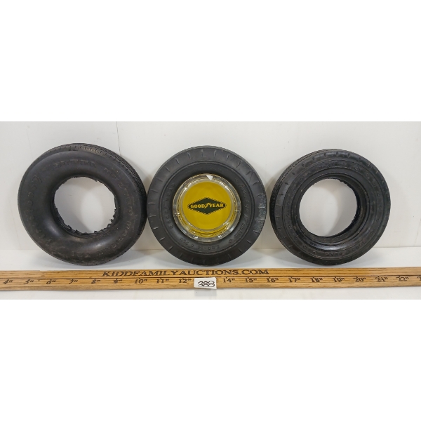LOT OF 3 - TIRE ASHTRAYS