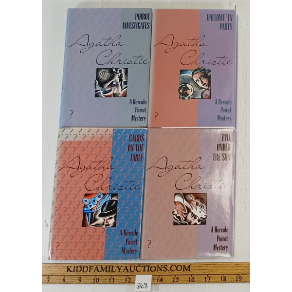 LOT OF 4 - AGATHA CHRISTIE NOVELS - INCL "EVIL UNDER THE SUN" & "CARDS ON THE TABLE" - HARDCOVERS