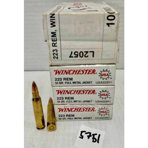 AMMO: 100X WINCHESTER .223 REM 55GR. FMJ