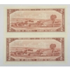 Image 2 : LOT OF 2 - 1954 CDN $2 BANKNOTES - SEQUENTIAL