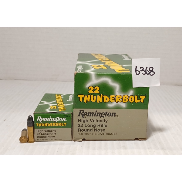 AMMO: 500X REMINGTON THUNDERBOLT .22 LR - 40GR - RN