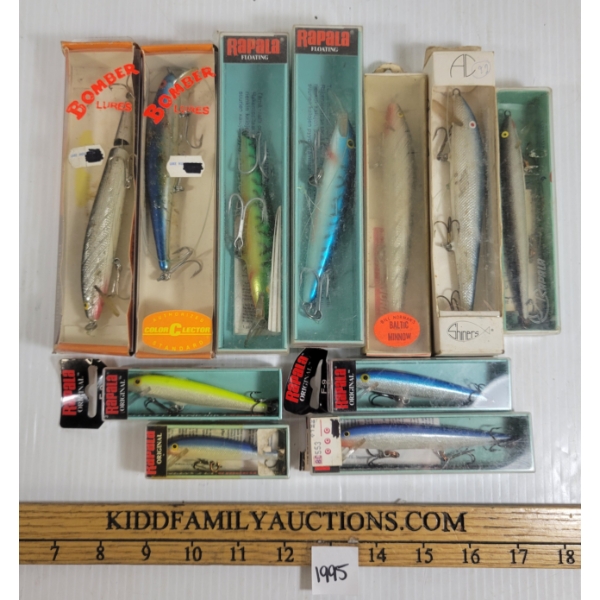 LOT OF 11 - FISHING HOOKS / LURES - INCL RAPALA
