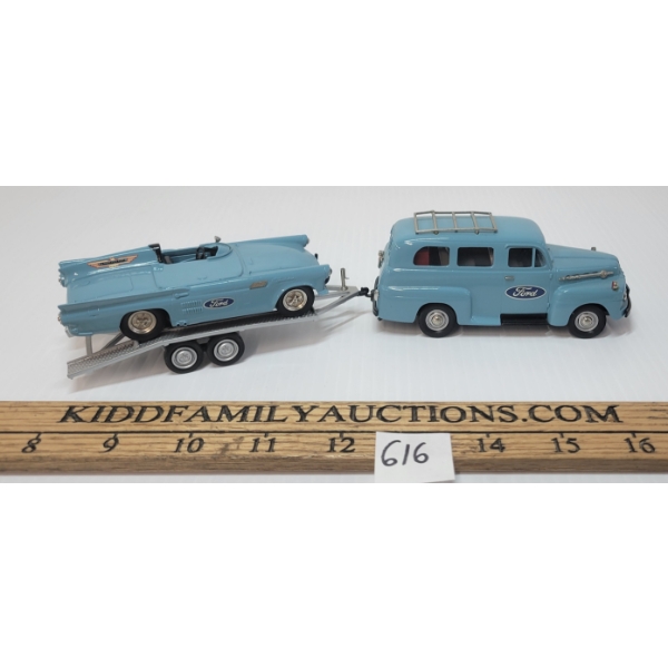 LOT OF 2 - BROOKLIN MODELS DIECAST NO. 42B - 1952 FORD F1 RANGER W/ TRAILER & 1957 FORD THUNDERBIRD 
