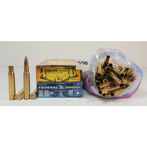 AMMO / BRASS: 28X FEDERAL .30-06 SPRG - 180GR - JSP LIVE - 75X BRASS