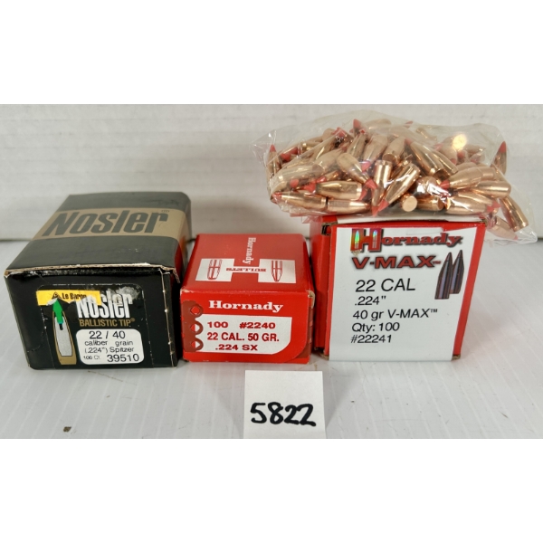 BULLETS: 300X .22 CAL - 40 GR & 50 GR SP & POLY TIP