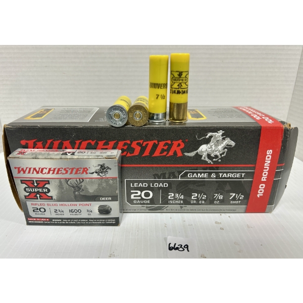 AMMO: 105X 20 GA 2-3/4 IN - #7.5N & SLUGS