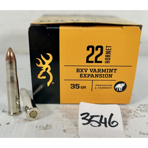 AMMO: 20X BROWNING .22 HORNET - 35 GR POLY TIP