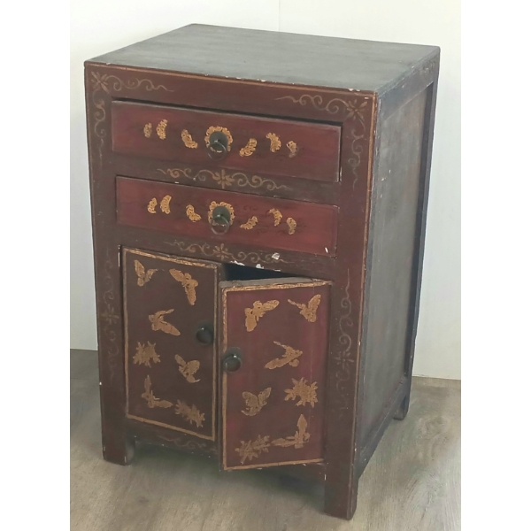 CHINESE LACQUERED CABINET W/ BUTTERFLY MOTIFS