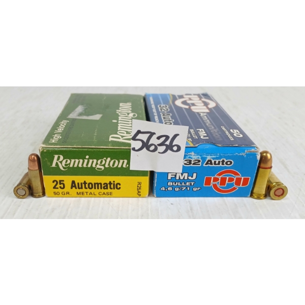 AMMO: 100X REMINGTON & PPU .25AUTO & .32AUTO - 50 & 71GR