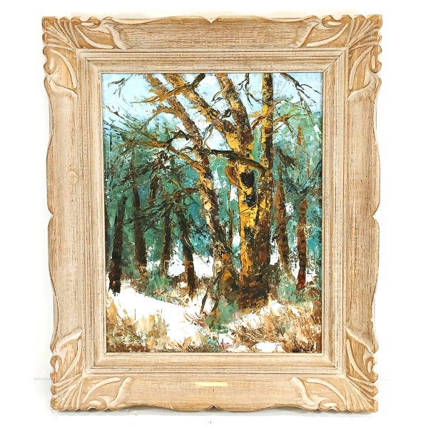 "WOODS IN WINTER" BY WILL BEL - FRAMED OIL ON CANVAS