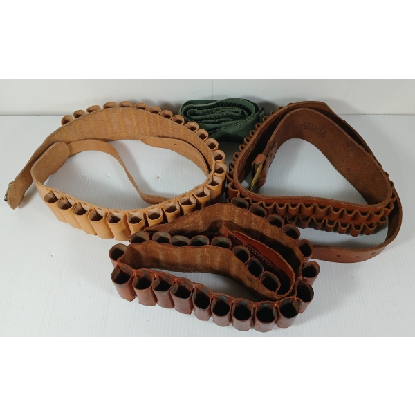 LOT OF 4 - LEATHER & WEB PATTERN CARTRIDGE BELTS