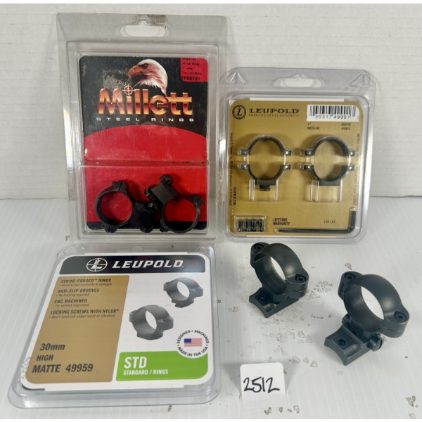 LOT OF 4 - LEUPOLD & MILLET SCOPE RINGS & BASES