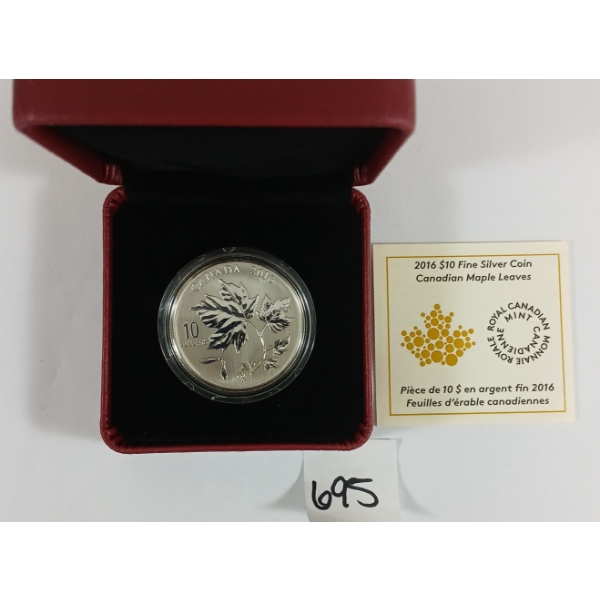 2016 RCM $10 SILVER COIN - CANADIAN MAPLE LEAVES